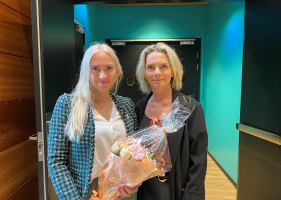 F.v. Norsk Sykepleierforbunds leder Lill Sverresdatter Larsen og Kathi Sørvig, klinikksjef ved Sunnaas sykehus.