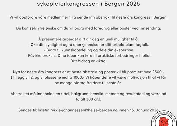 Abstract kan sendes til kristin.rykkje-johannessen@helse-bergen.no