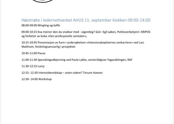 ledernettverksmøte høst 26
