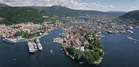 Bilde av Bergen sentrum sett i fugleperspektiv
