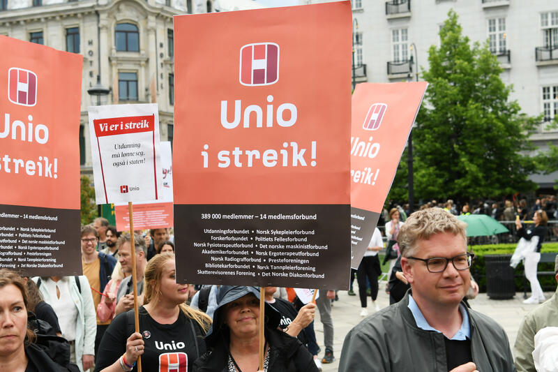 Streikeplakat hvor det står "Unio i streik"