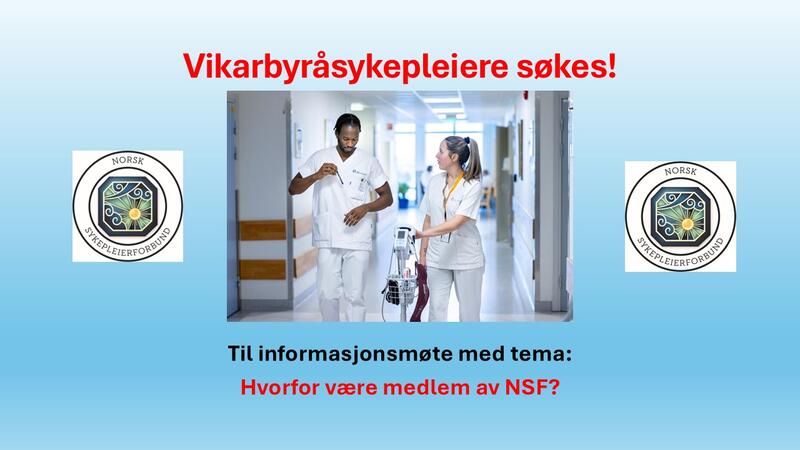 Plakat - medlemsmøte for vikarbyråsykepleiere