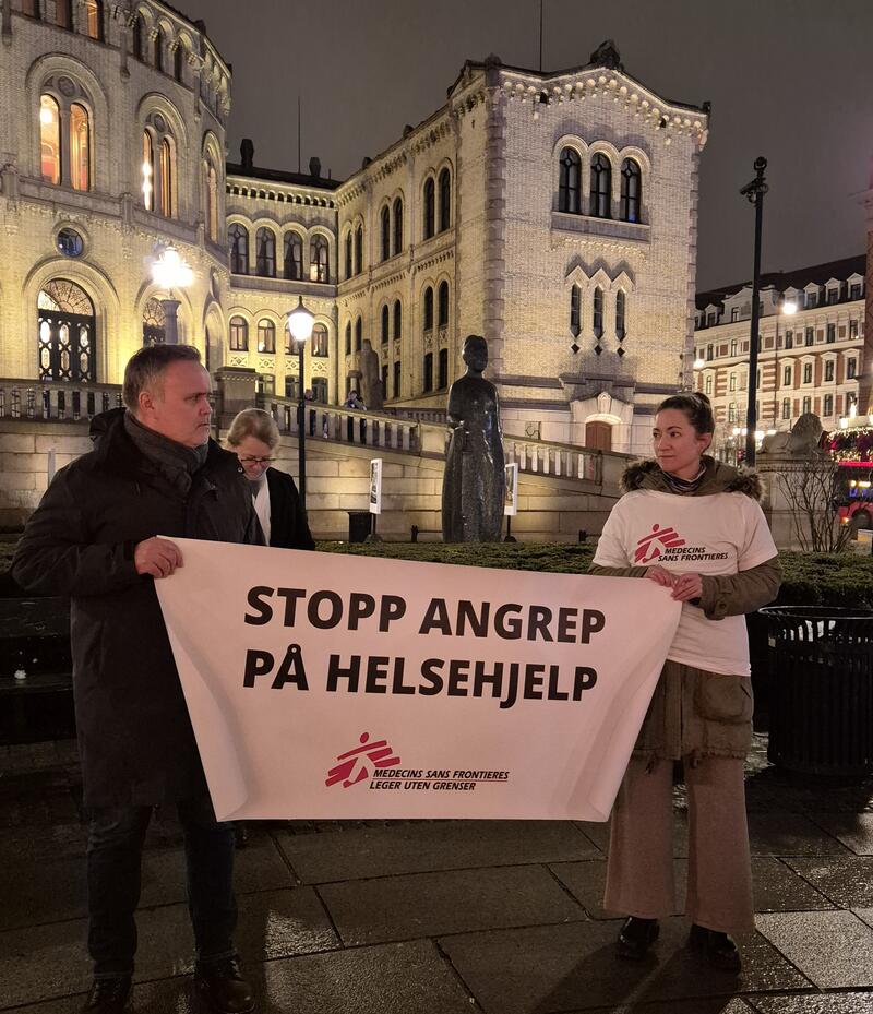 Markering av Not a target foran Stortinget på Eidsvolls plass i Oslo