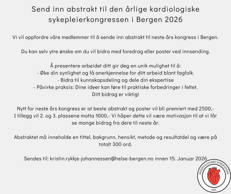 Abstract kan sendes til kristin.rykkje-johannessen@helse-bergen.no